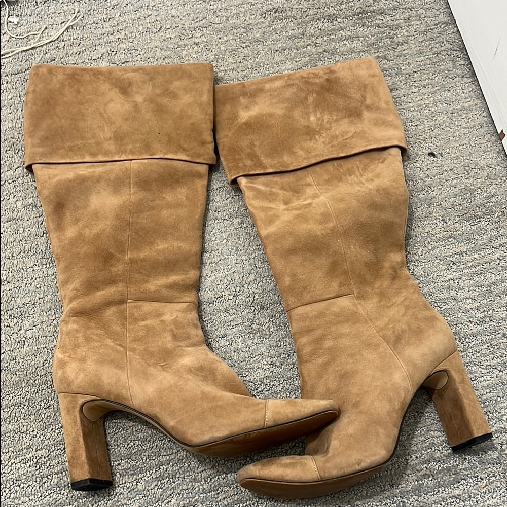 Something Navy Camel Suede Heeled Boots